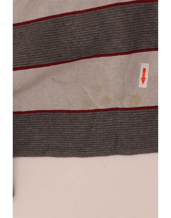 Maglione girocollo da uomo Zara piccolo in cotone a righe grigie