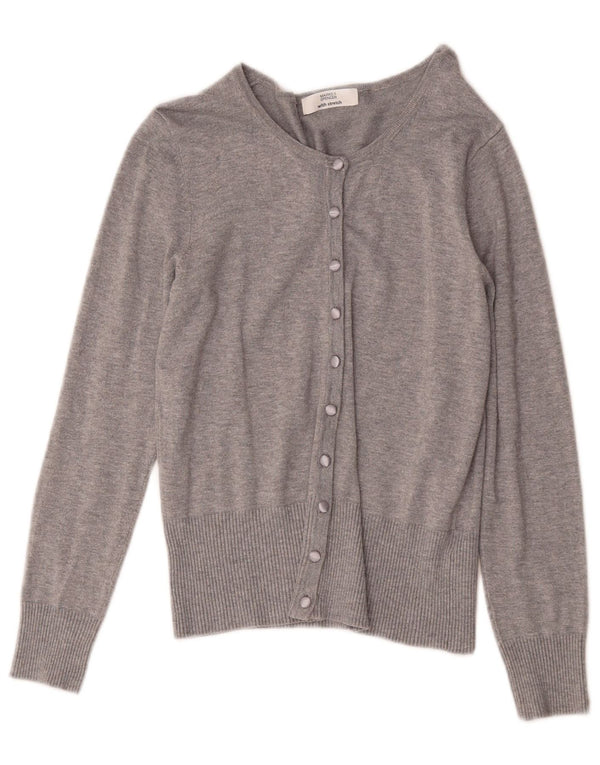 Maglione cardigan da donna Marks & Spencer UK 10 piccolo viscosa grigia