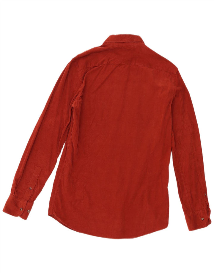 Camicia da uomo in velluto a coste Massimo Dutti piccola in cotone rosso