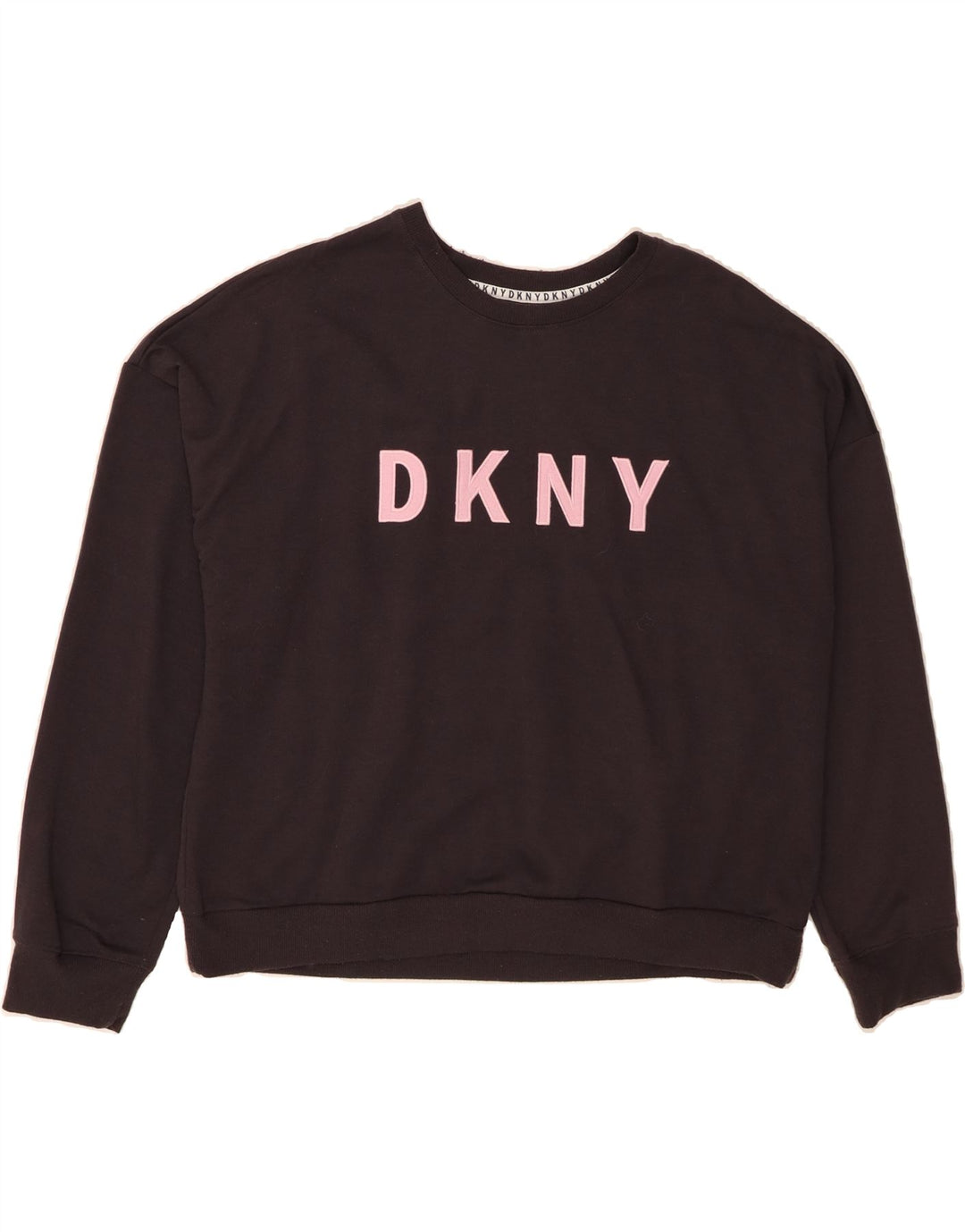 DKNY Womens Oversized Graphic Sweatshirt Jumper UK 16 Large Black Vintage Dkny and Second-Hand Dkny from Messina Hembry 