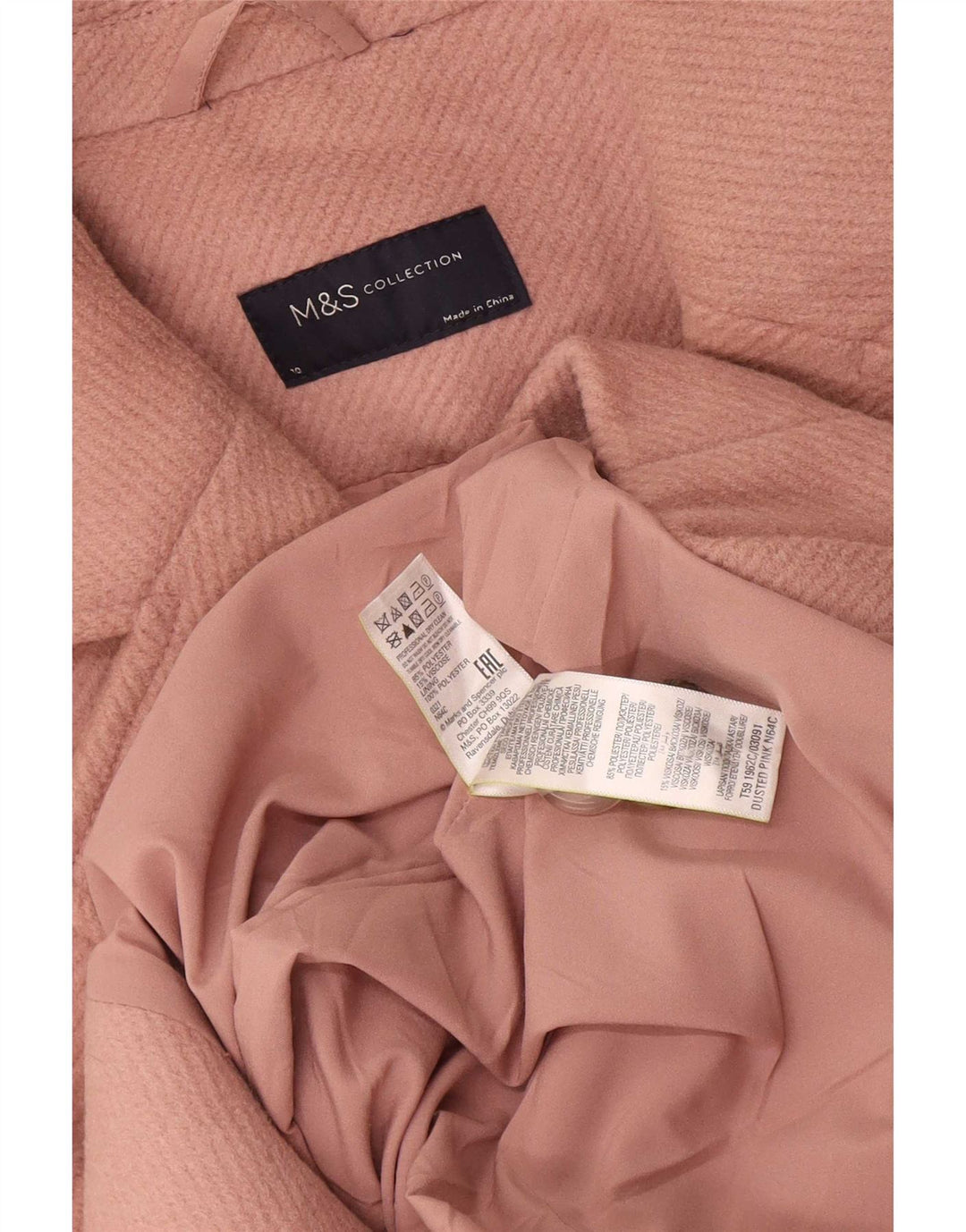 Cappotto doppiopetto oversize da donna Marks & Spencer UK 10 piccolo rosa