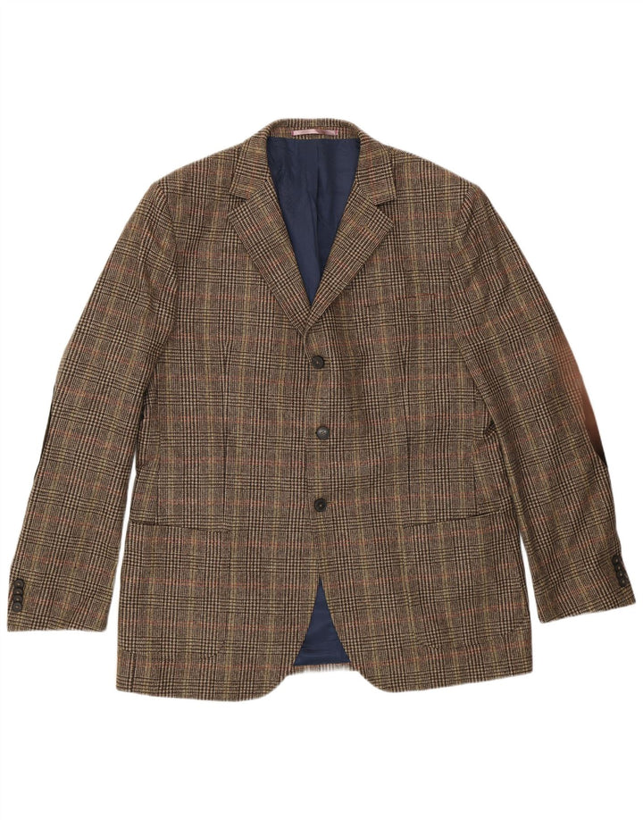 Gant Giacca blazer da uomo a 3 bottoni UK 44 2XL Pied de poule marrone
