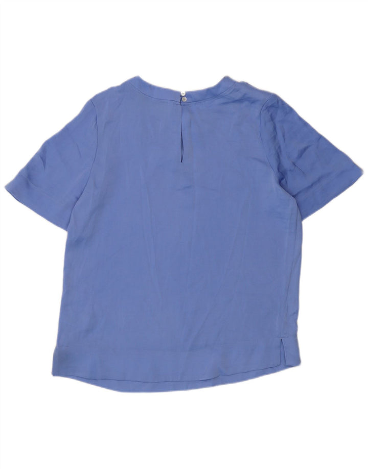 Top in camicetta a maniche corte da donna Marks & Spencer UK 10 piccolo poliestere blu