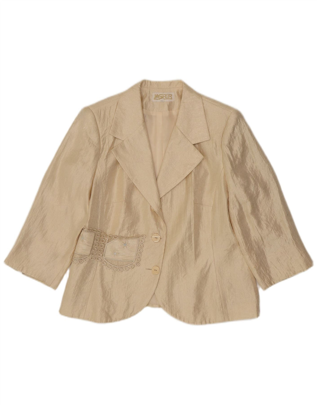 Giacca blazer vintage da donna con maniche a 3/4 e 2 bottoni IT 42 Beige medio