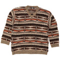 Maglione da uomo con scollo a V Alcatraz XL in lana geometrica multicolore