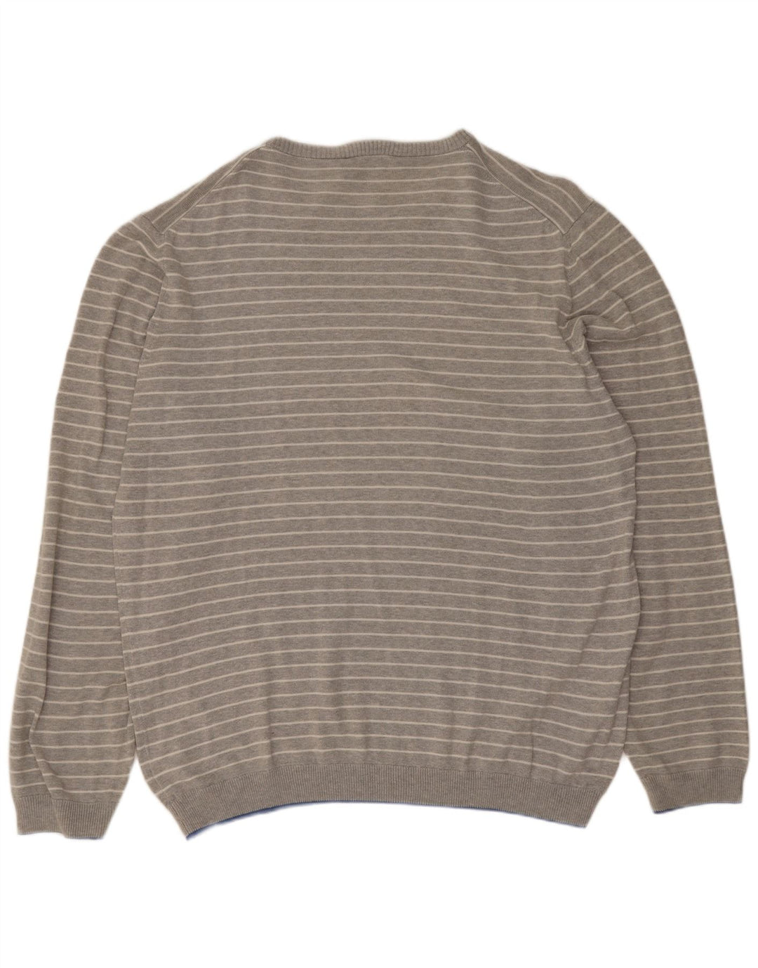 Maglione maglione girocollo da uomo Fred Perry XL in cotone a righe grigie