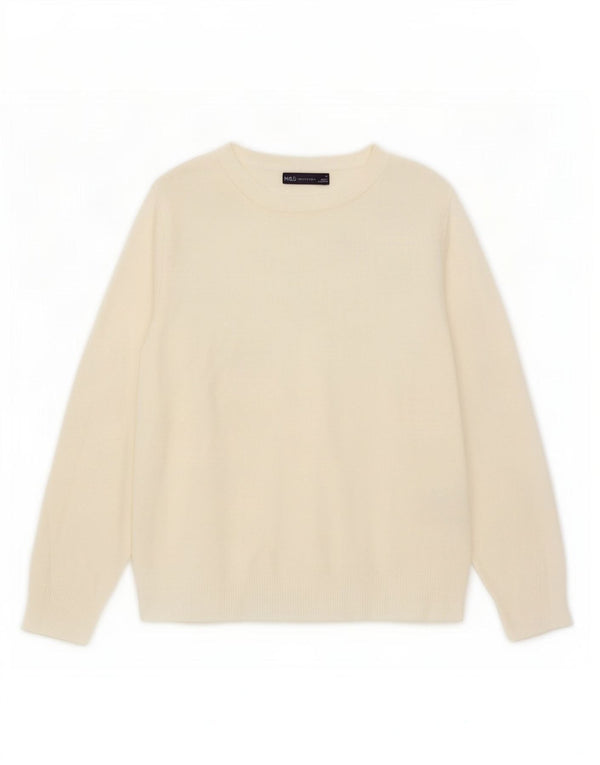 Maglione maglione con scollo a barca da donna Marks & Spencer UK 10 piccolo acrilico beige