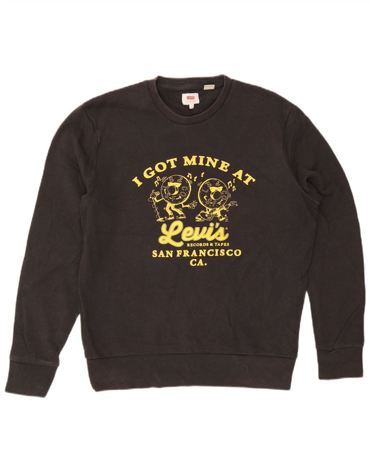 Levi's Uomo San Francisco Graphic Felpa Maglione Cotone Nero Medio
