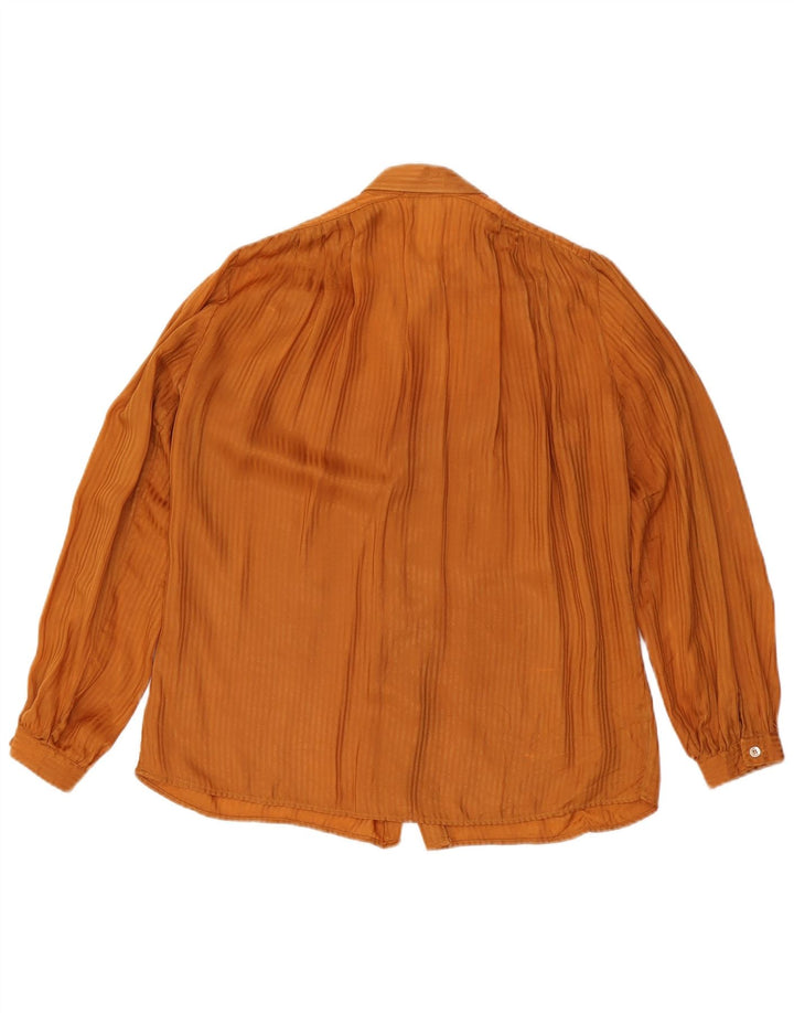 Camicetta camicia vintage da donna IT 46 grande a righe arancioni