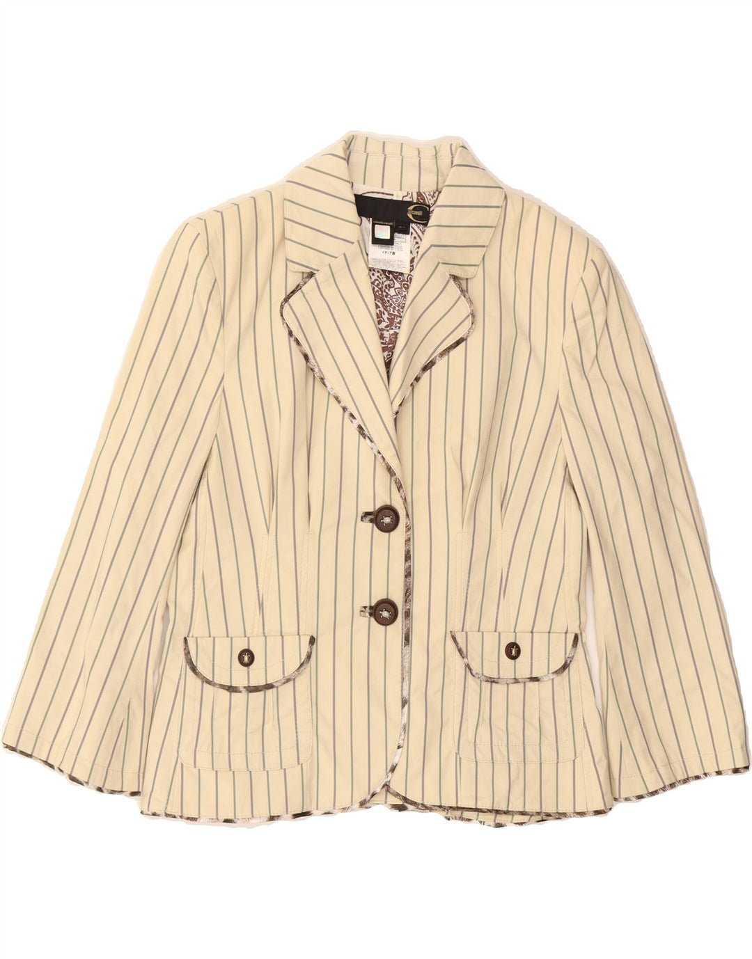 JUST CAVALLI Womens Blazer Jacket IT 44 Medium Off White Pinstripe Vintage Just Cavalli and Second-Hand Just Cavalli from Messina Hembry 
