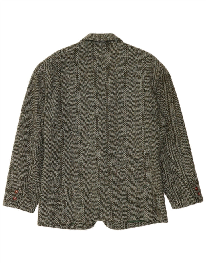 Giacca blazer vintage da uomo a 2 bottoni UK 38 in lana a righe verde medio
