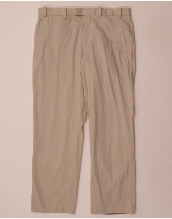 Pantaloni da abito dritti da uomo Marks & Spencer W36 L29 in cotone beige