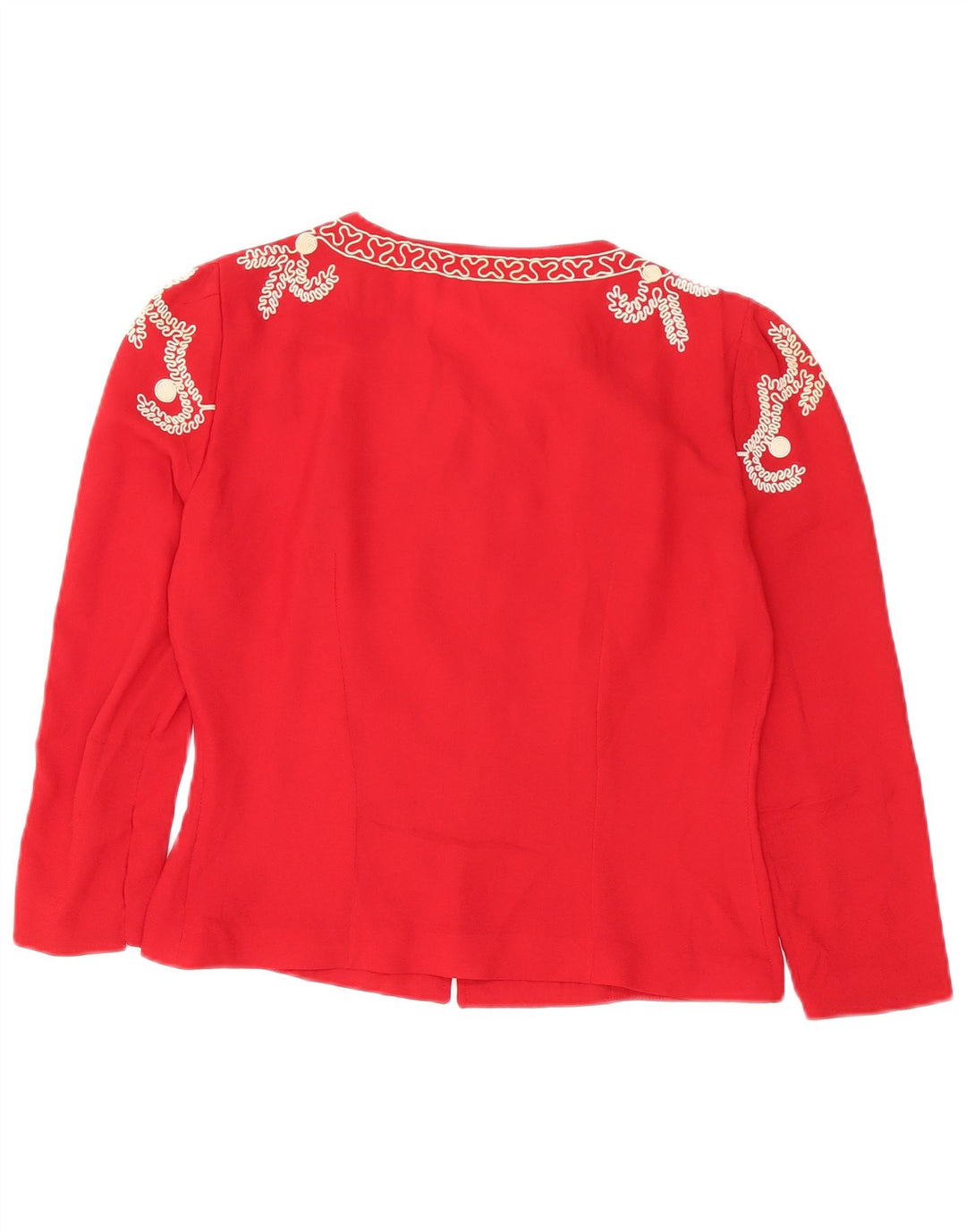 Top cardigan da donna vintage UK 14 rosso medio floreale