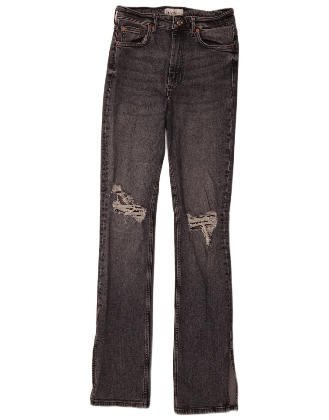Jeans slim invecchiati da donna Zara EU 38 piccoli W28 L34 cotone grigio
