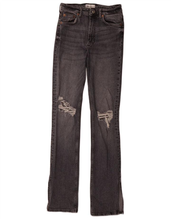 Jeans slim invecchiati da donna Zara EU 38 piccoli W28 L34 cotone grigio