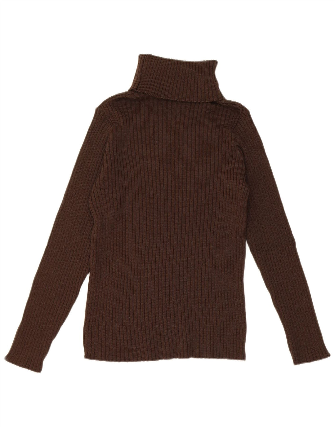 Maglione maglione vintage da donna con collo alto EU 36 piccola lana merino marrone