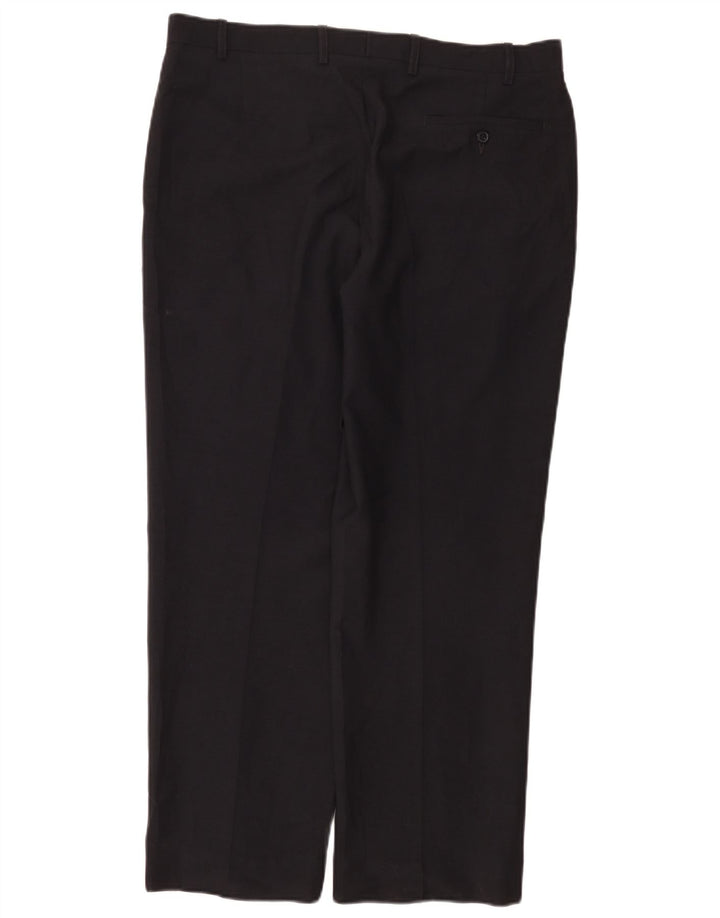Pantaloni da abito dritti su misura da uomo Marks & Spencer W36 L29 Blu Navy