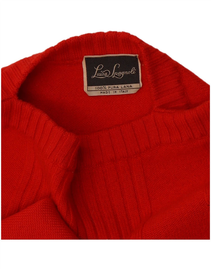 Luisa Spagnoli maglione da donna con scollo a barchetta UK 14 lana rossa media