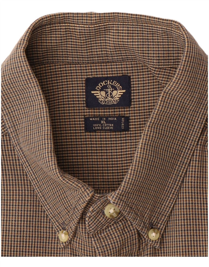 Camicia da uomo Dockers XL in cotone a quadri marrone