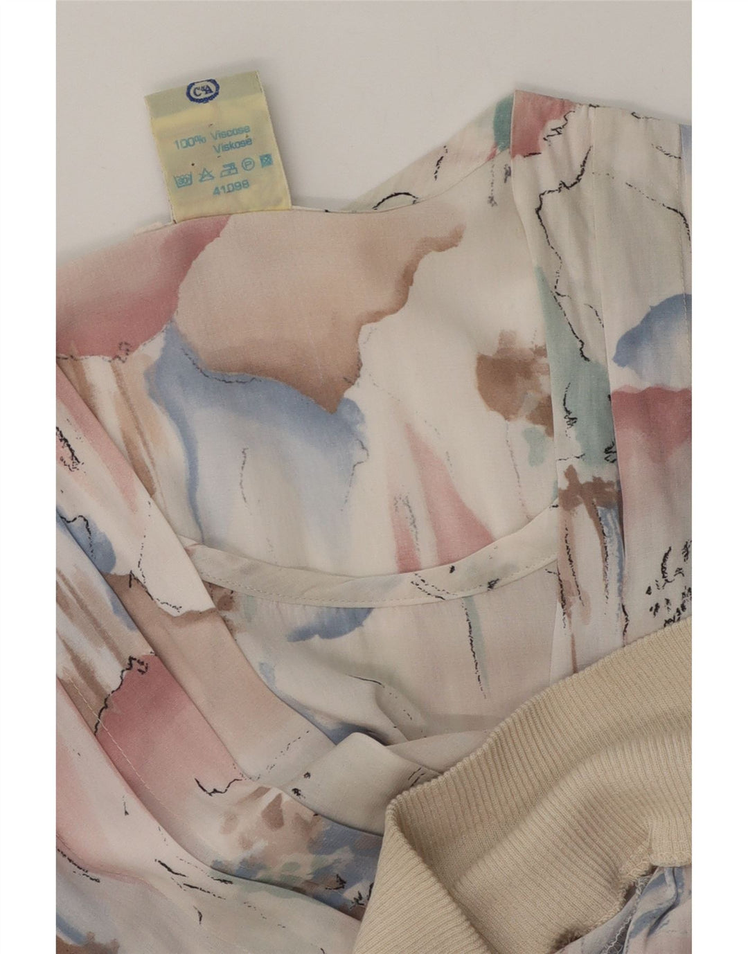 C&A Camicetta a maniche lunghe da donna con motivo astratto UK 14 Bianco medio