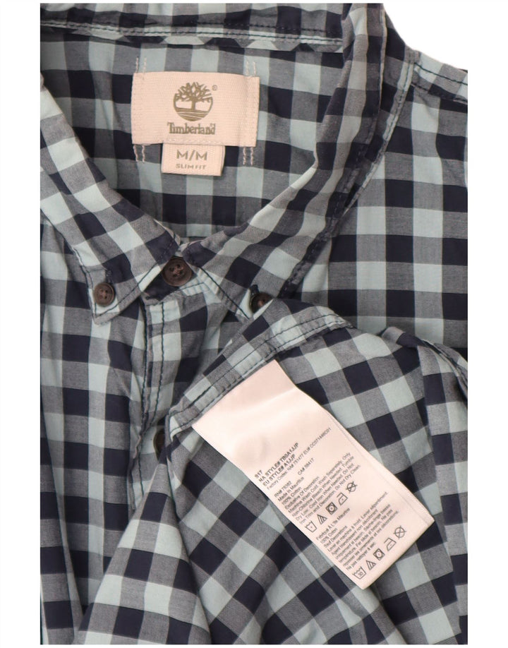 Camicia Timberland da uomo slim fit in cotone a quadretti blu navy medio