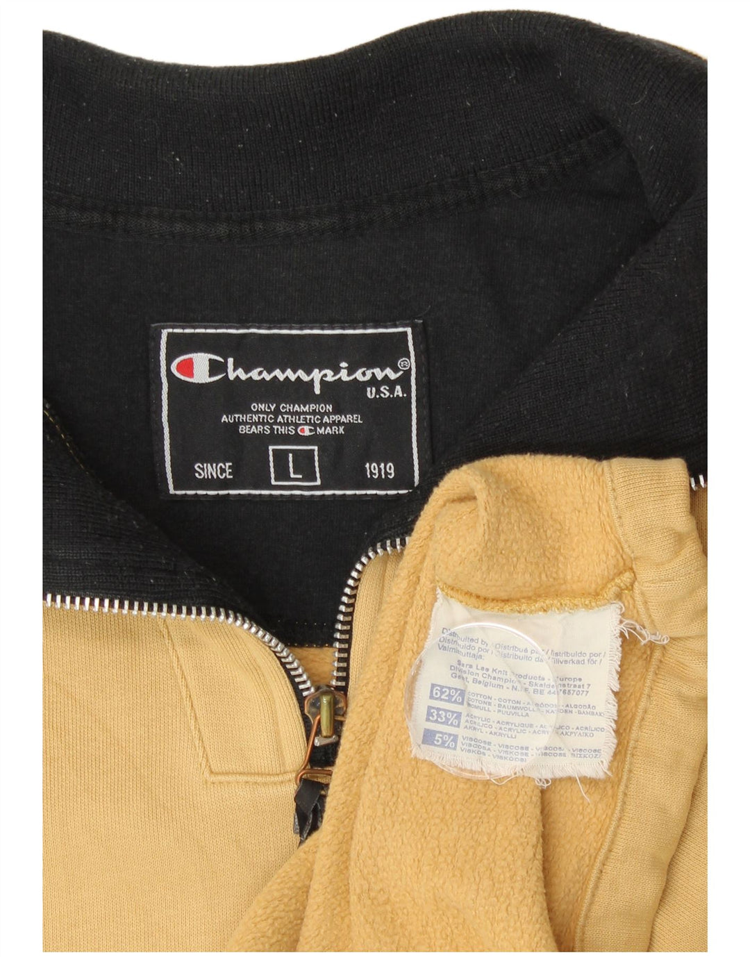 CHAMPION Felpa da uomo con collo con zip, maglione grande, cotone beige