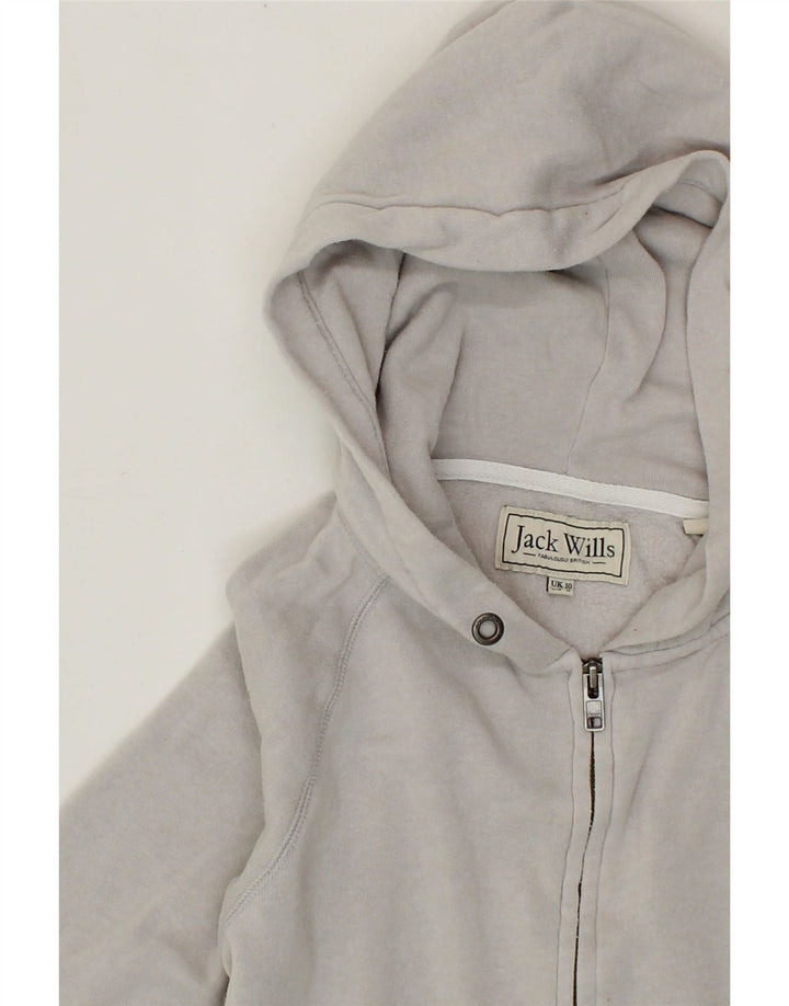 JACK WILLS Womens Zip Hoodie Sweater UK 10 Small Grey Polyester Vintage Jack Wills and Second-Hand Jack Wills from Messina Hembry 