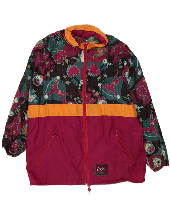 Impermeabile con cappuccio da uomo J Jeantex UK 40 Large multicolore geometrico