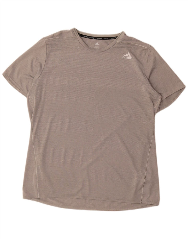 T-shirt da corsa da uomo Adidas Top XL poliestere a righe grigie