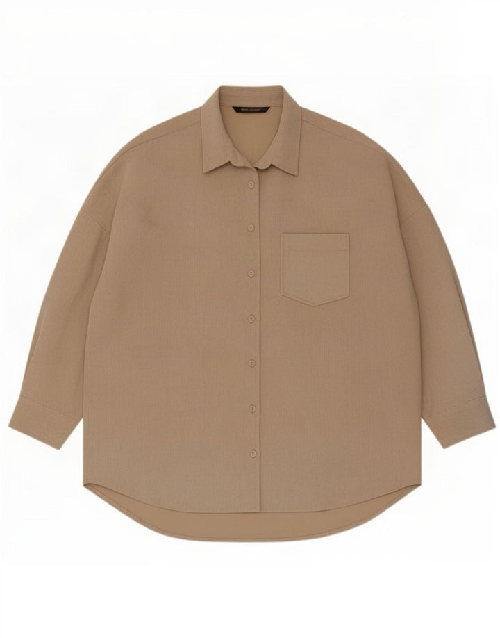Camicia oversize da donna Zara UK 10 piccola in poliestere beige
