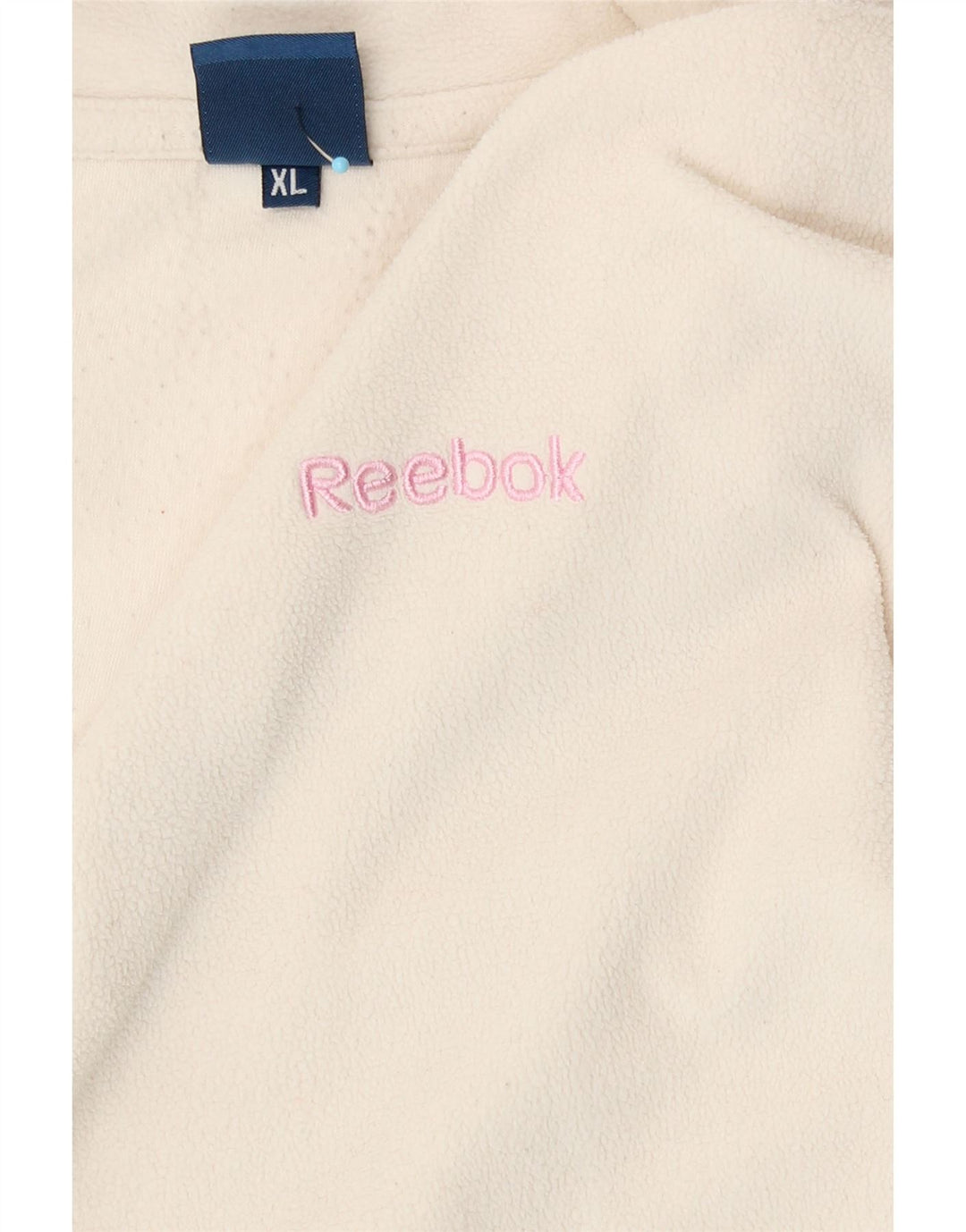 Maglione in pile Reebok da donna con collo a zip UK 18 XL poliestere bianco
