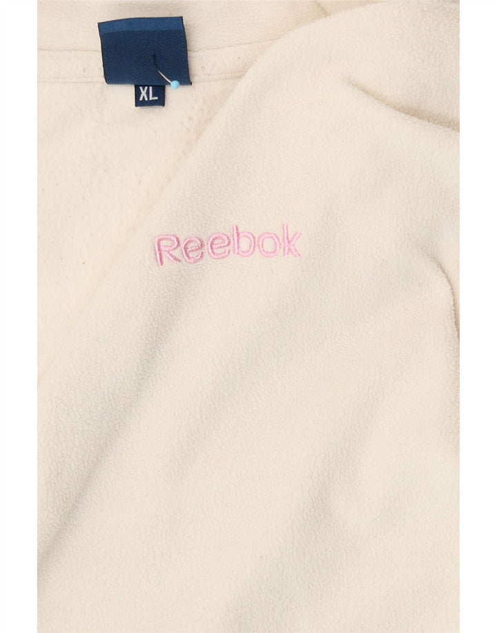 Maglione in pile Reebok da donna con collo a zip UK 18 XL poliestere bianco