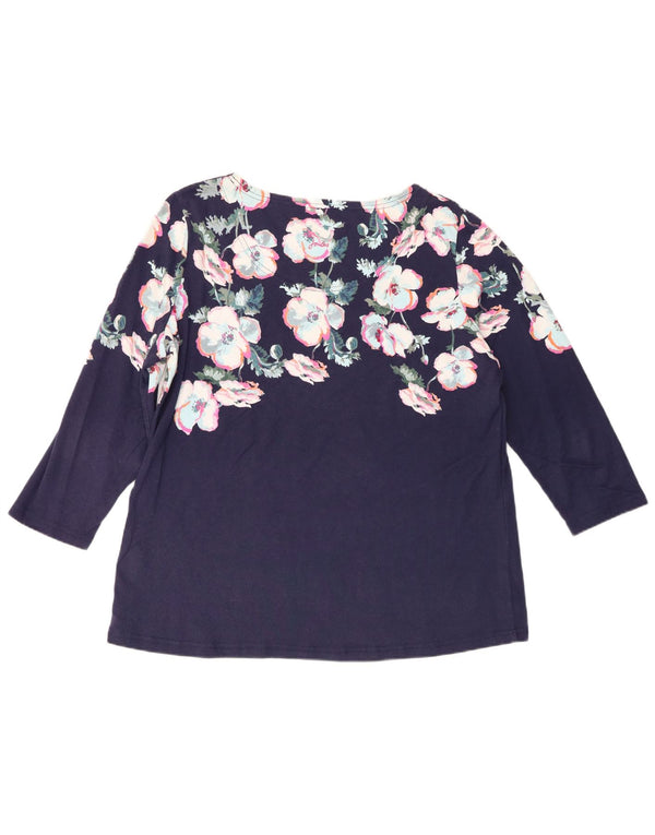 Camicetta da donna Joules Top UK 18 XL Cotone floreale blu navy