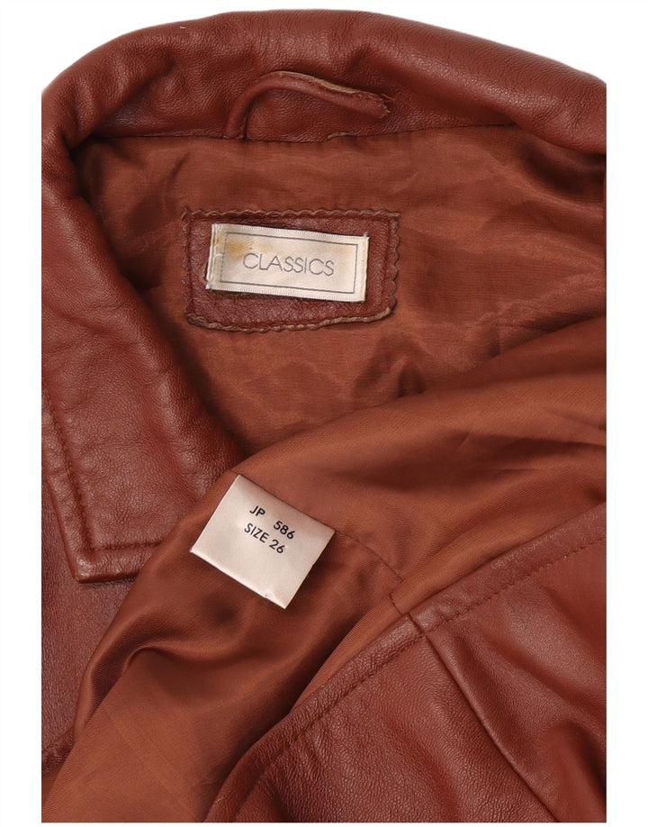 Giacca blazer in pelle da donna classica a 3 bottoni UK 26 5XL Pelle marrone