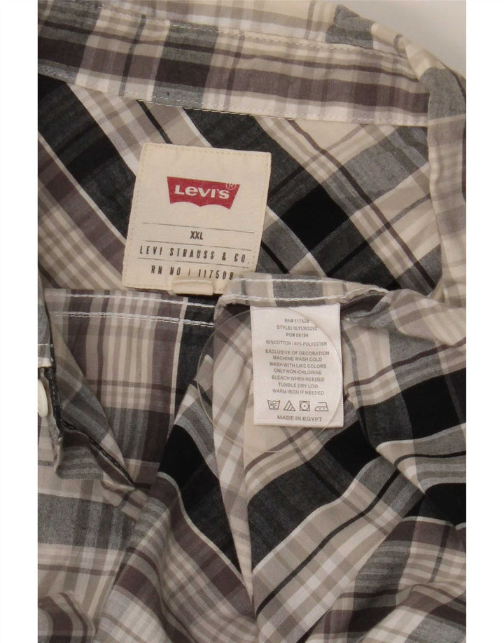Camicia a maniche corte da uomo Levi's 2XL in cotone a quadri blu navy