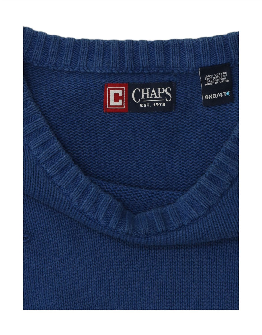Maglione maglione girocollo da uomo Chaps grande 4XL cotone blu