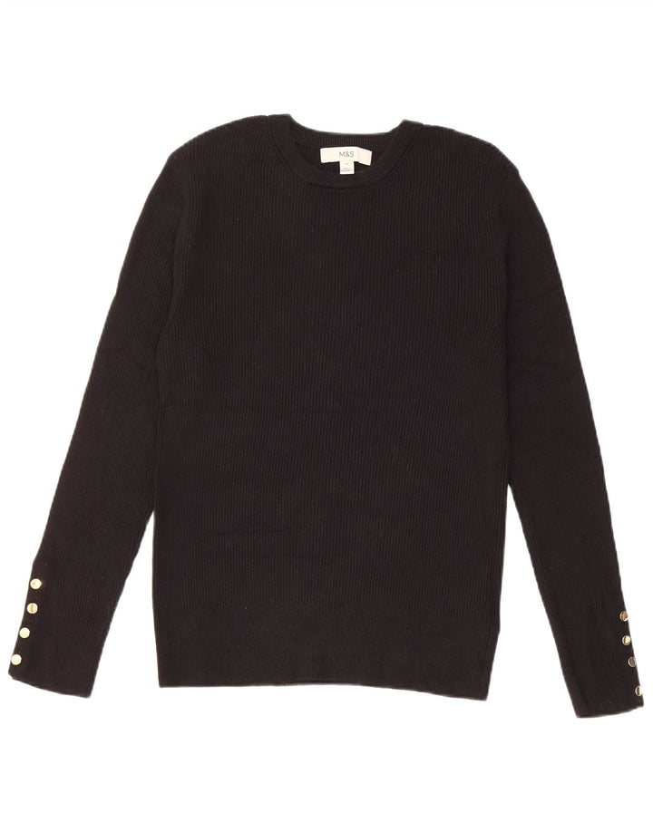 Marks & Spencer Top da donna a maniche lunghe UK 12 Medium Black Viscosa