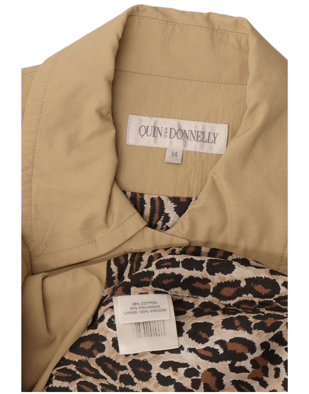 Trench da donna Quin And Donnelly UK 14 Cotone beige medio