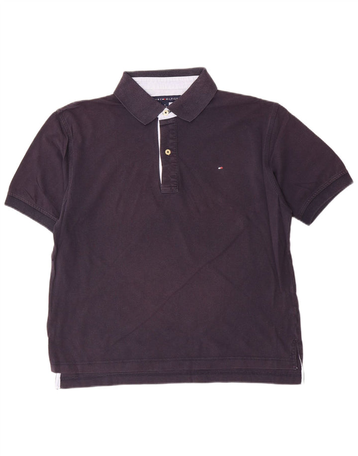 Polo da uomo Tommy Hilfiger media cotone blu navy