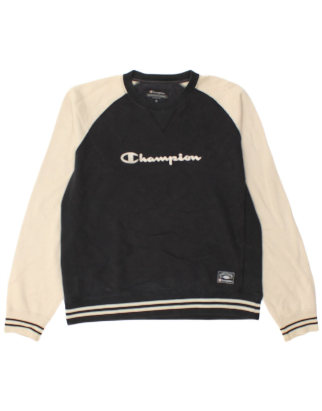 Felpa grafica da uomo Champion, maglione, cotone color block medio nero
