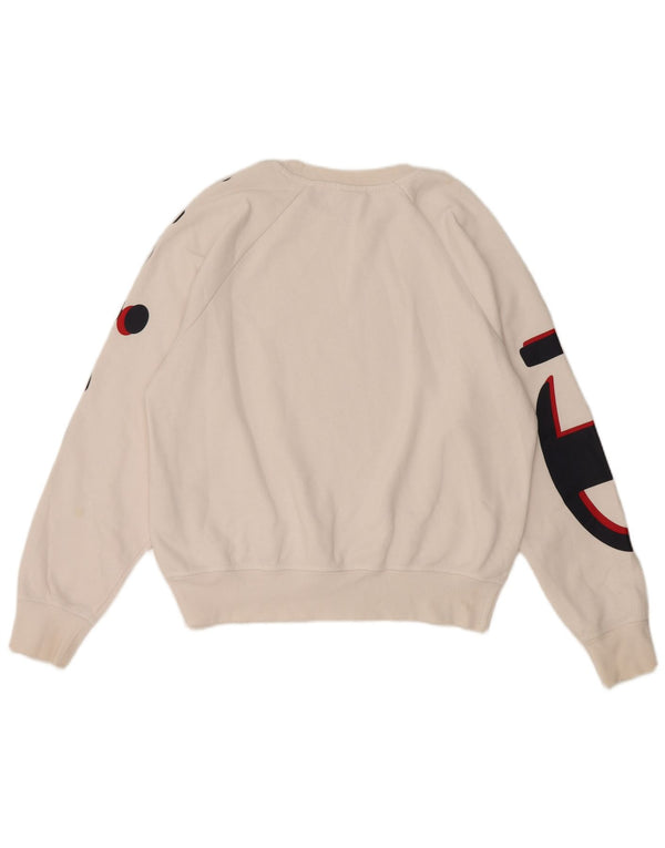 Felpa grafica da donna Champion, maglione UK 16, grande cotone bianco
