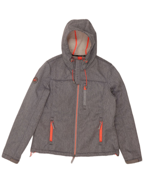 Giacca a vento da donna con cappuccio Superdry UK 16 grande poliestere grigio