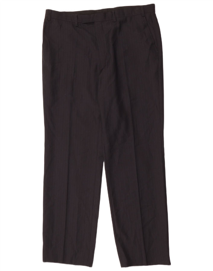 Pantaloni da abito da uomo Marks & Spencer W38 L33 Poliestere a righe blu navy