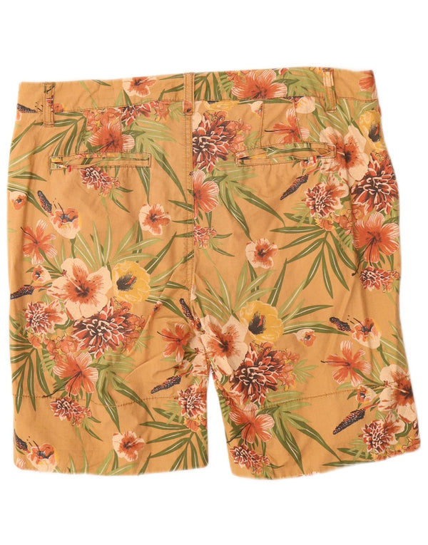 Pantaloncini chino da uomo Zara EU 42 Large W32 cotone floreale beige hawaiano