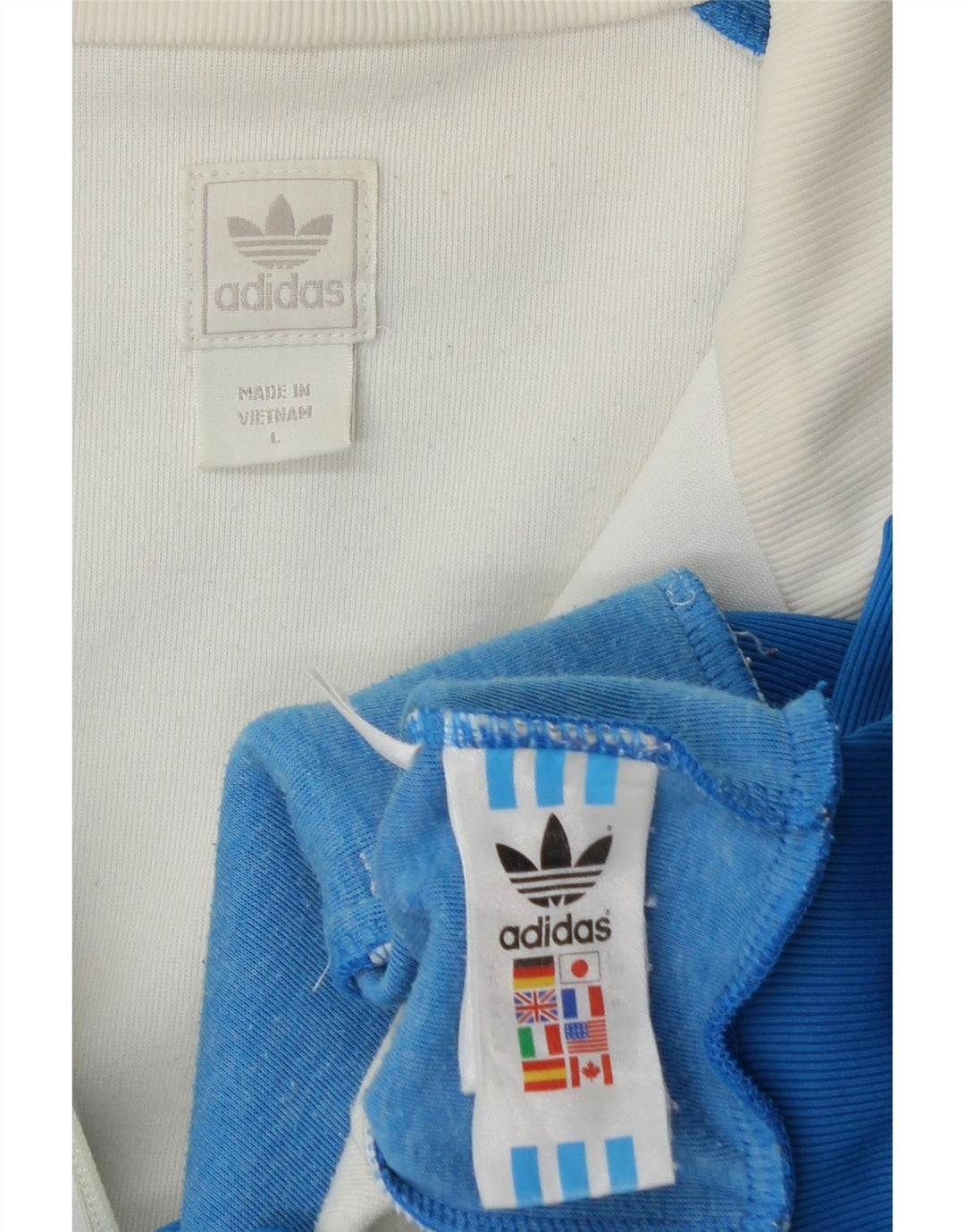 Giacca da tuta da uomo Adidas Large bianca in poliestere color block