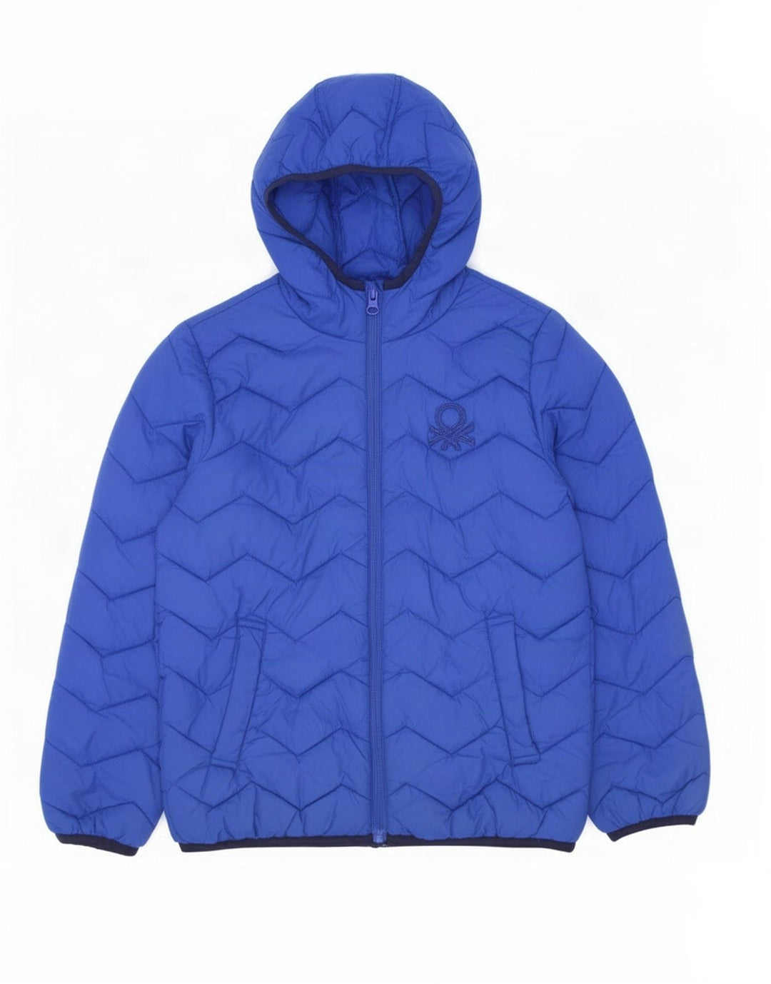 Giubbotto Imbottito Con Cappuccio Benetton Bambino 7-8 Anni Blu Medio In Poliammide