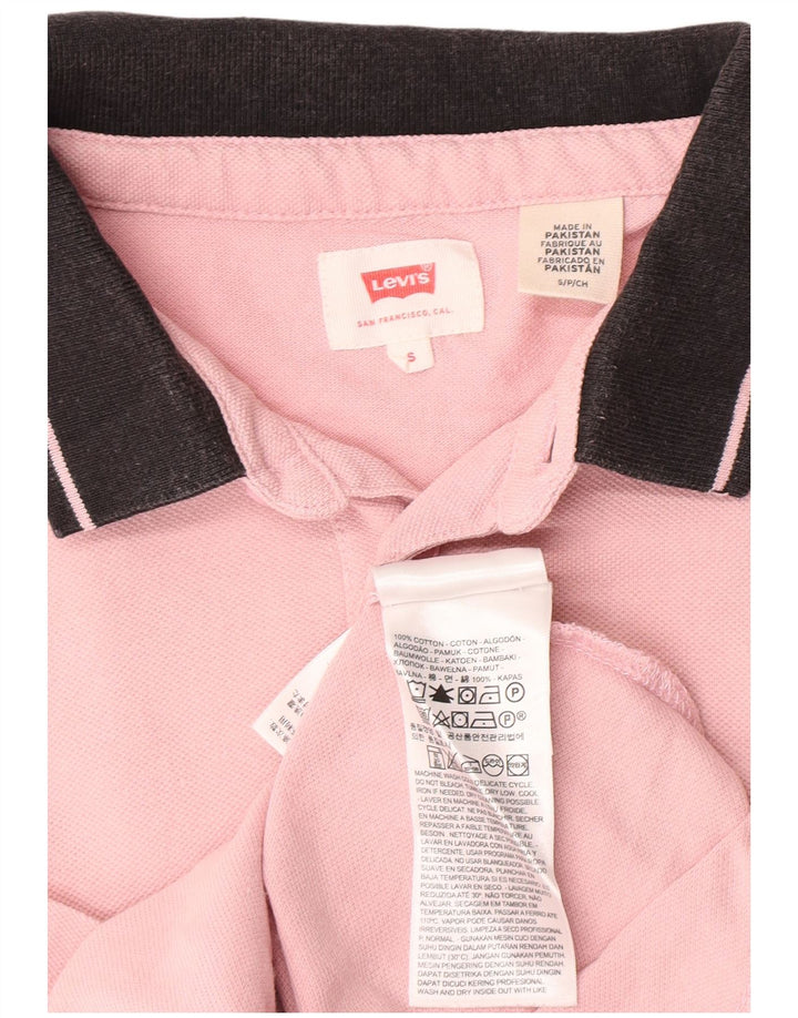 Polo Levi's da uomo piccola in cotone color block rosa