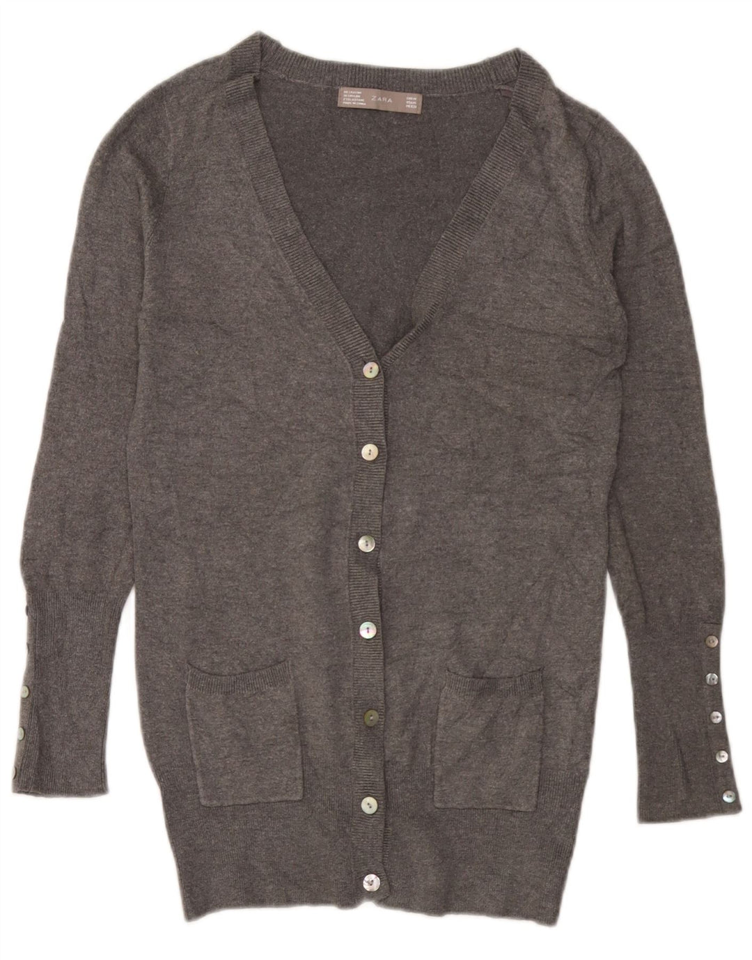 Maglione cardigan da donna Zara UK 12 Rayon grigio medio