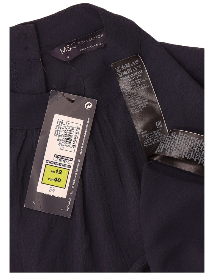 Camicetta a maniche lunghe da donna Marks & Spencer UK 12 medio blu navy