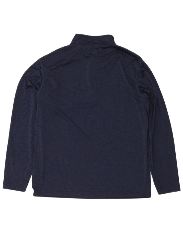 Calvin Klein Uomo Golf Zip Neck Pullover Tuta Top Large Blu Navy